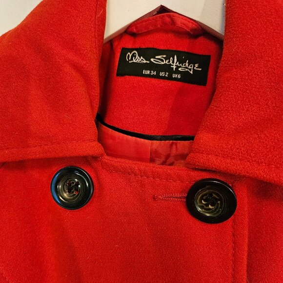 Miss Selfridge Red Peacoat - Size: US 2 - Picture 6 of 7